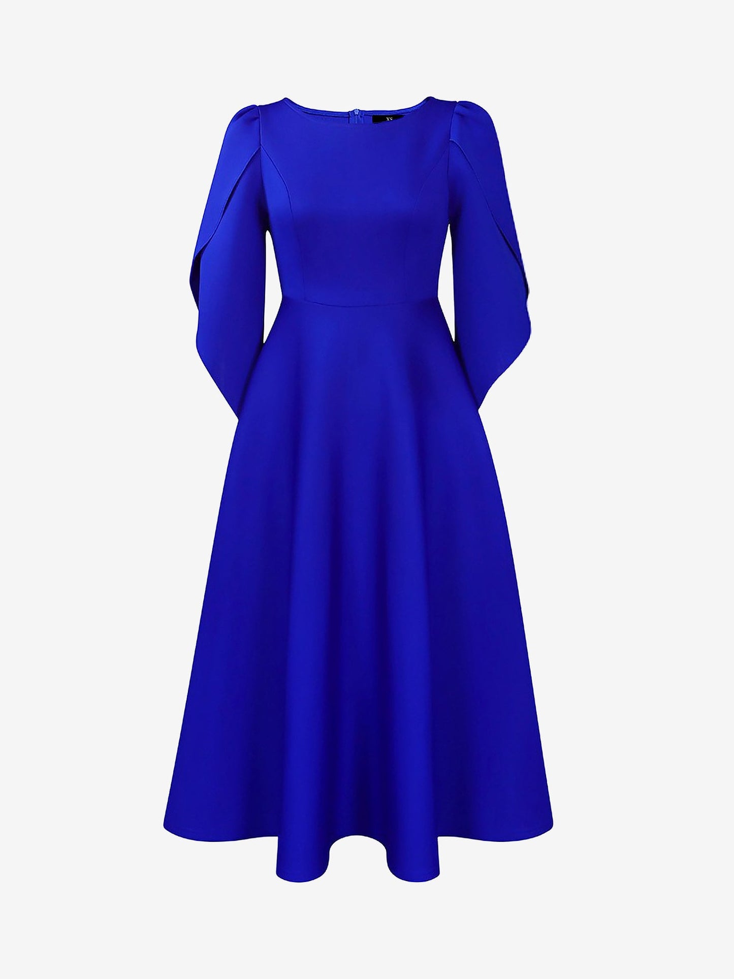 Elegant Mother of the Bride Midi Dress for Women with Long Sleeve Slit Cuff Style