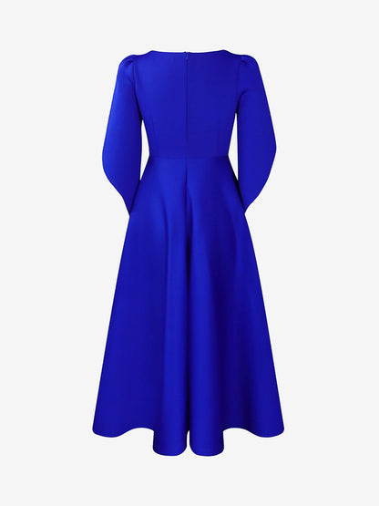 Elegant Mother of the Bride Midi Dress for Women with Long Sleeve Slit Cuff Style