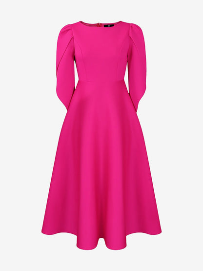 Elegant Mother of the Bride Midi Dress for Women with Long Sleeve Slit Cuff Style