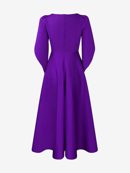 Elegant Mother of the Bride Midi Dress for Women with Long Sleeve Slit Cuff Style