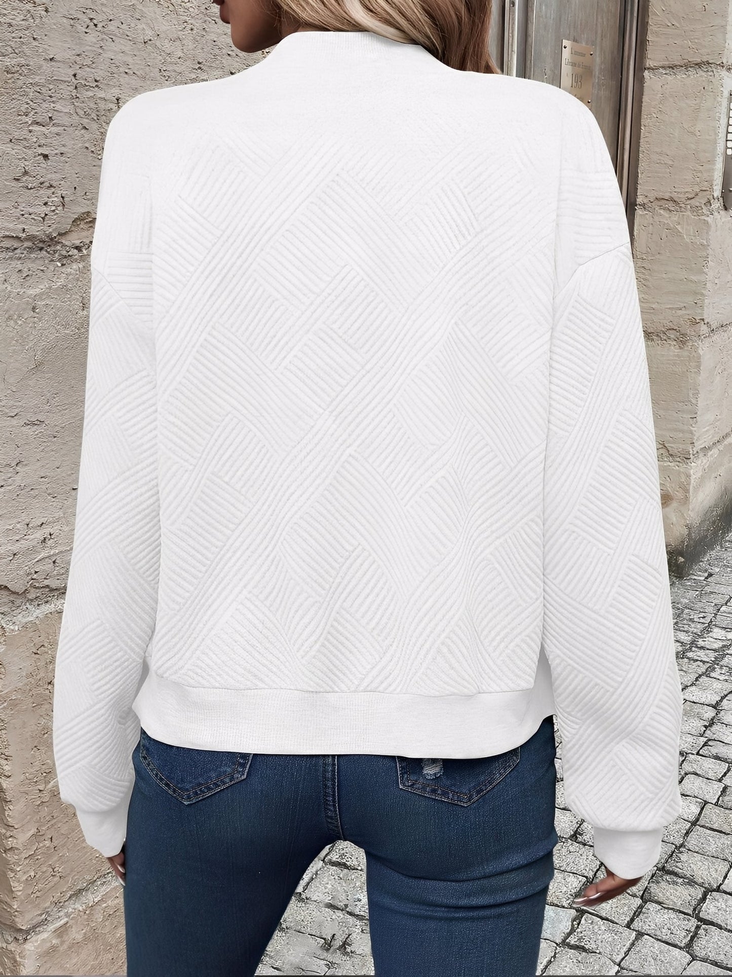 Effortless Bomber Jacket for Women with Zip Front Waffle Knit Ribbed Trim Style