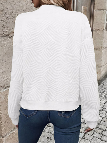 Effortless Bomber Jacket for Women with Zip Front Waffle Knit Ribbed Trim Style