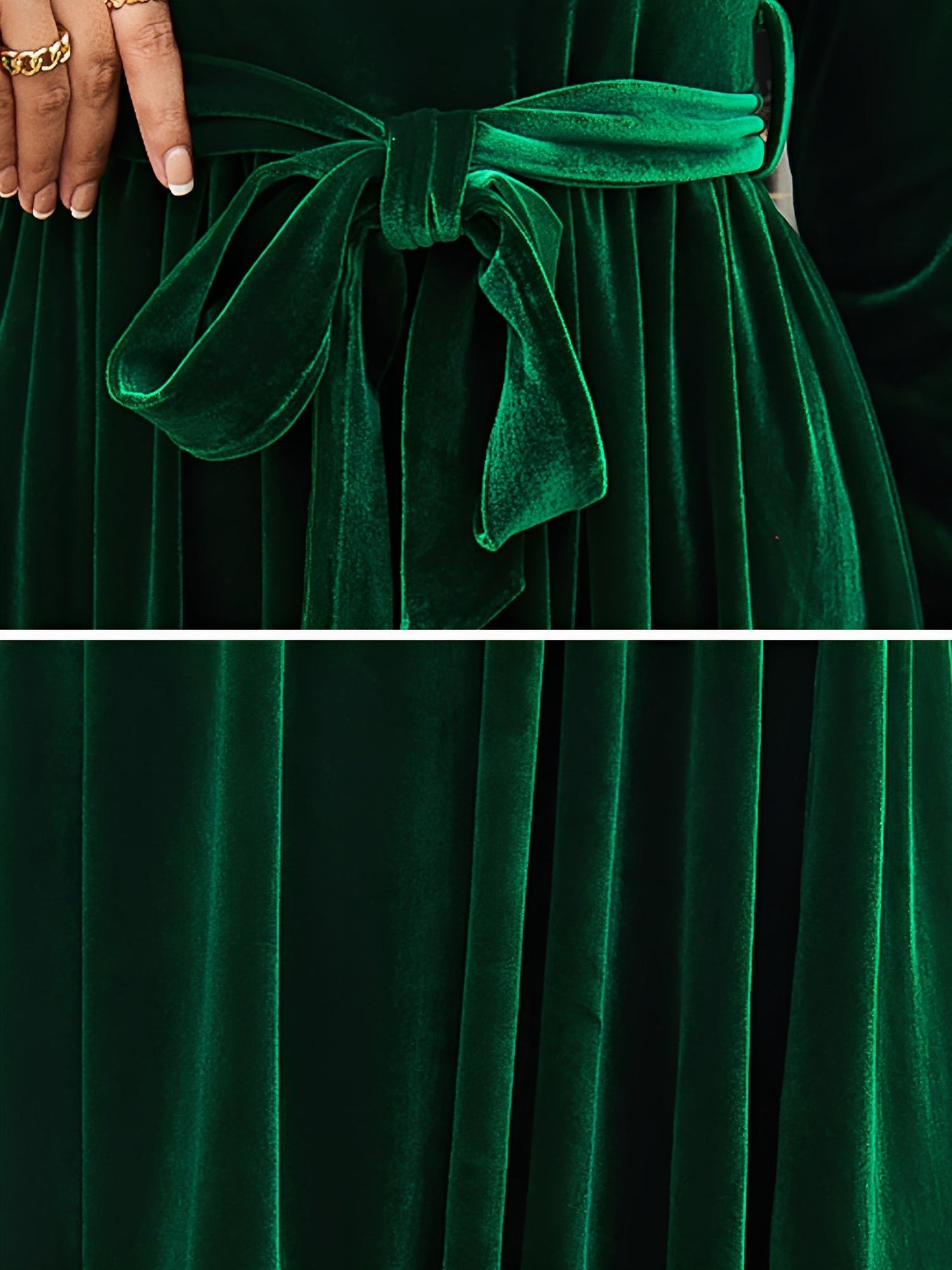 Elegant Velvet Maxi Dress for Women with Round Neck Long Sleeve Belted Flowing Autumn Wedding Guest Style