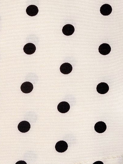 Elegant Cream Polka Dot A Line Wedding Dress for Women with Tie Neck Long Sleeve