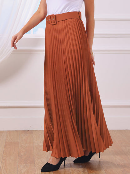 Elegant Pleated Maxi Skirt for Women with High Waist Flowing Style