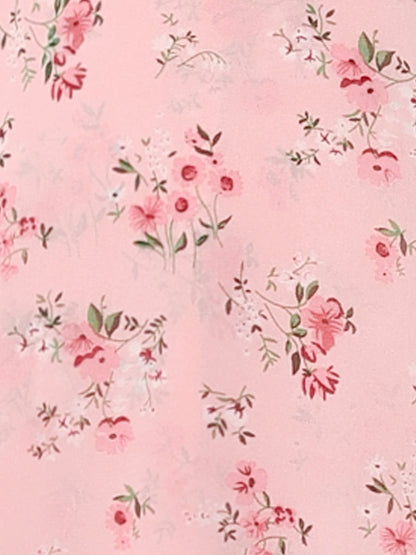 Elegant Pink Dress for Women with Floral Print Sleeveless High Low Hem