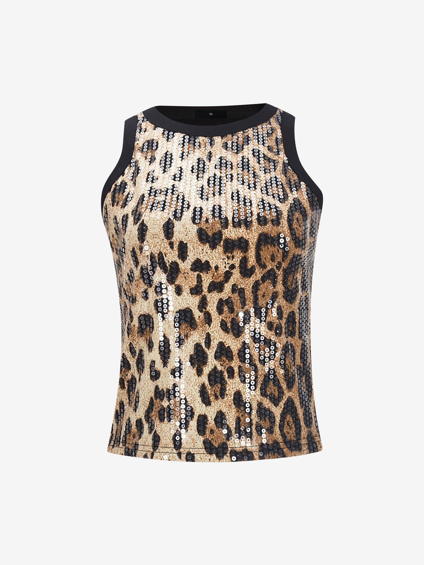 Effortless Leopard Blouses for Women with High Neck Sleeveless Fitted Tank Top Style