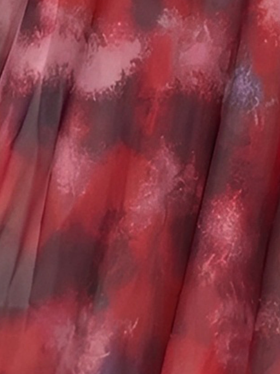 Elegant A Line Wedding Dress for Women with One Shoulder Tie Dye Print Maxi