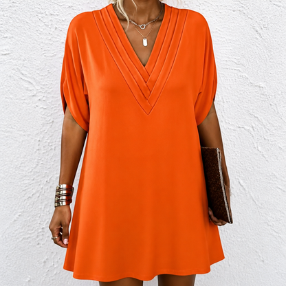 Effortless Batwing Mini Dress for Women with V Neck Wrap Tulip Hem Flowing Style