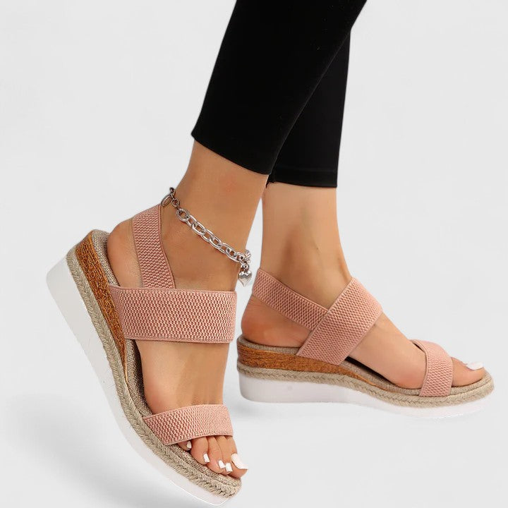 Comfortable Orthopedic Sandals for Women with Elastic Strap Espadrille Wedge Platform Style