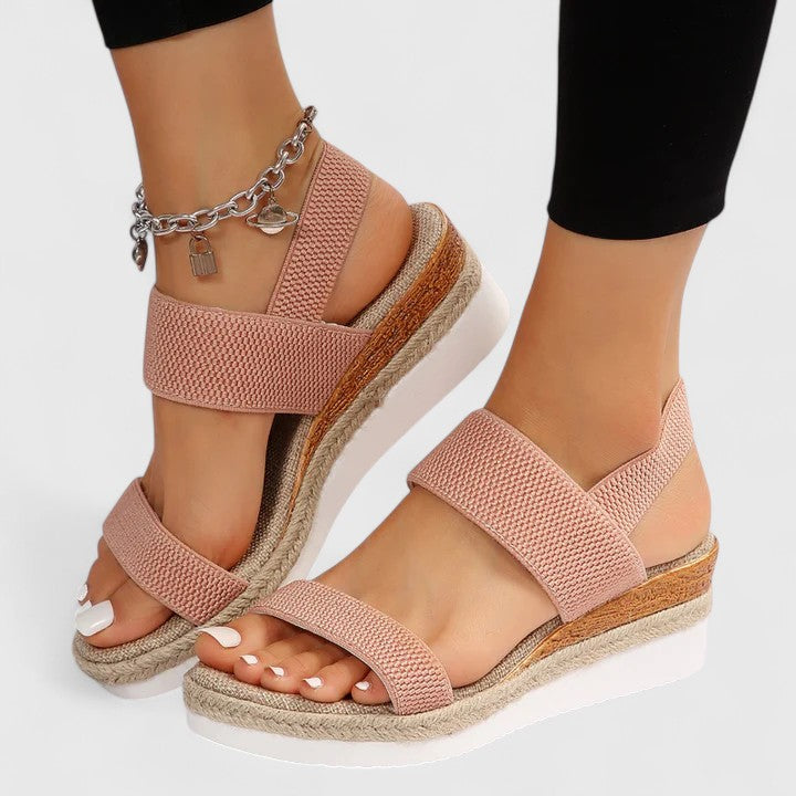 Comfortable Orthopedic Sandals for Women with Elastic Strap Espadrille Wedge Platform Style