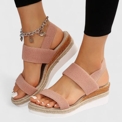 Comfortable Orthopedic Sandals for Women with Elastic Strap Espadrille Wedge Platform Style