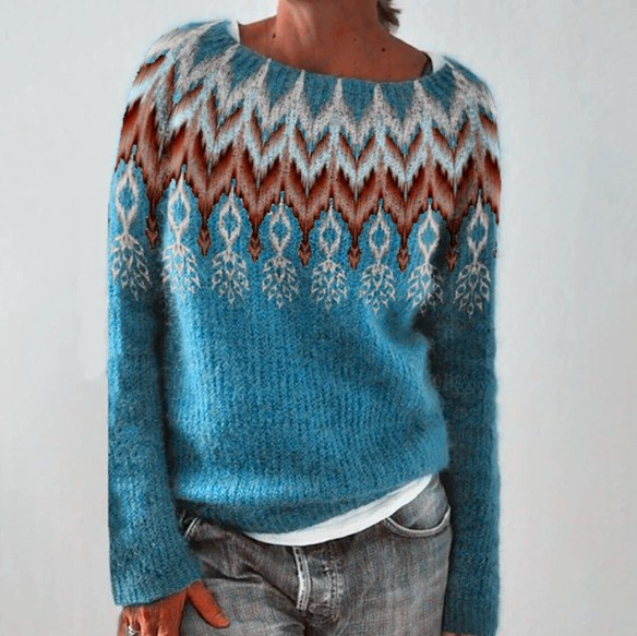 Comfortable Knit Sweater for Women with Crew Neck Long Sleeve Relaxed Oversized Style