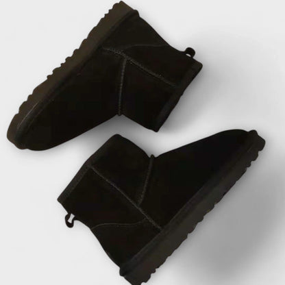 Cozy Booties for Women with Round Toe Fleece Lined Suede Ankle Winter Style