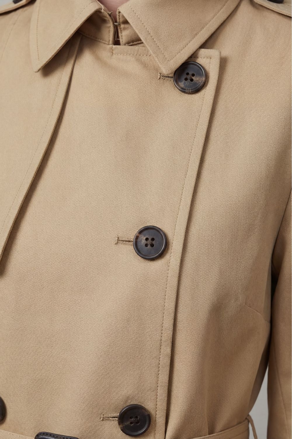Classic Trench Coat for Women with Notched Lapel Long Sleeve Double Breasted Belted Style