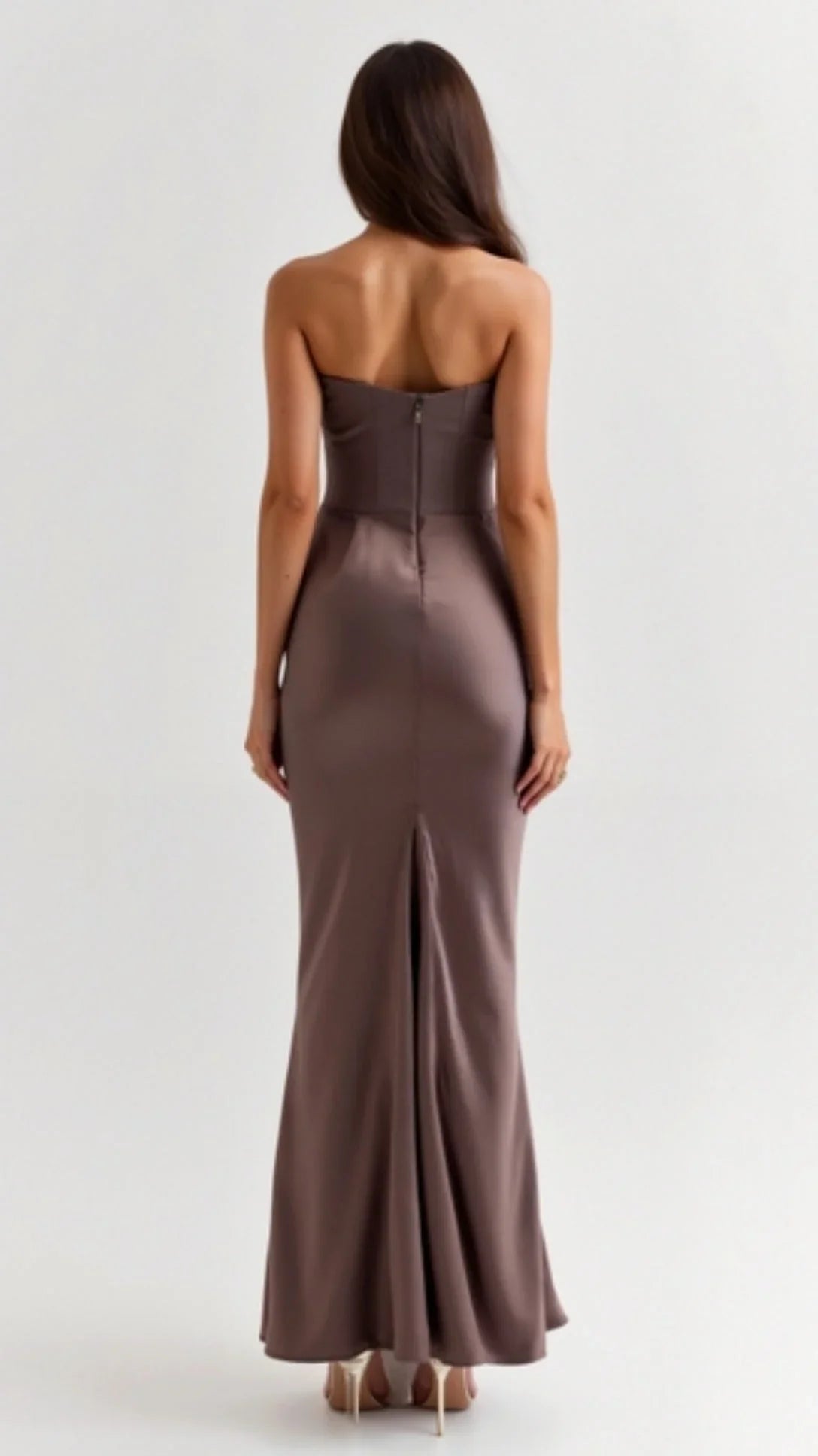 Elegant Navy Wedding Guest Maxi Dress for Women with Strapless Draped Ruched Mermaid Formal Style