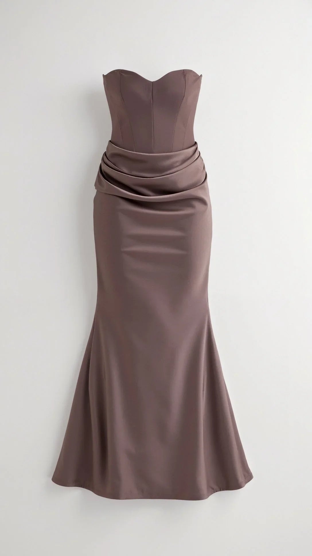 Elegant Navy Wedding Guest Maxi Dress for Women with Strapless Draped Ruched Mermaid Formal Style