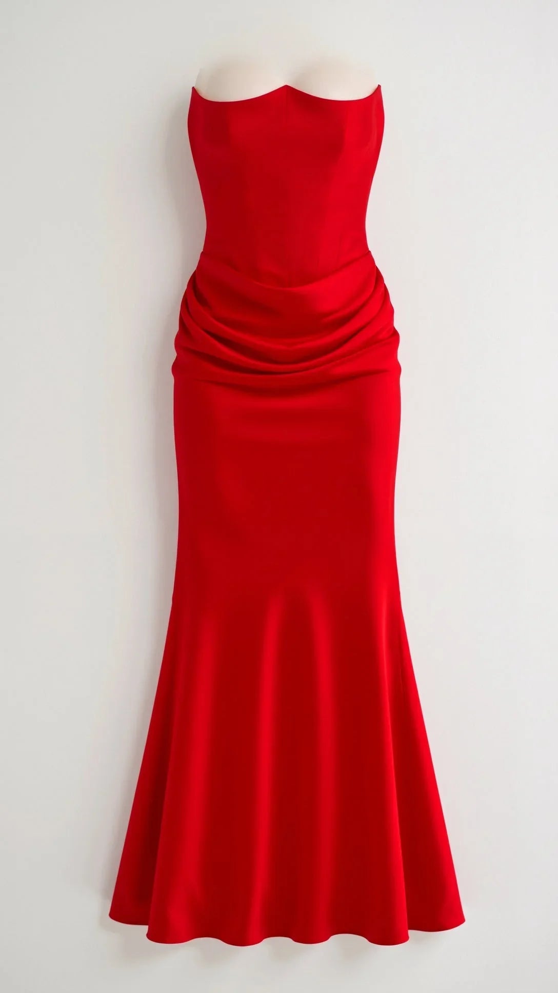 Elegant Navy Wedding Guest Maxi Dress for Women with Strapless Draped Ruched Mermaid Formal Style