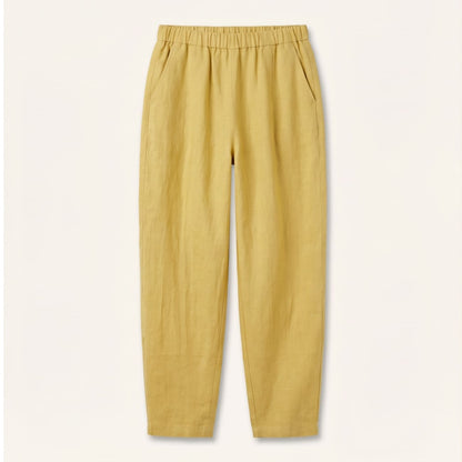 Effortless Linen Pants for Women with Elastic Waist Tapered Pocket Relaxed Casual Style