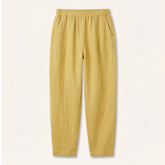 Effortless Linen Pants for Women with Elastic Waist Tapered Pocket Relaxed Casual Style