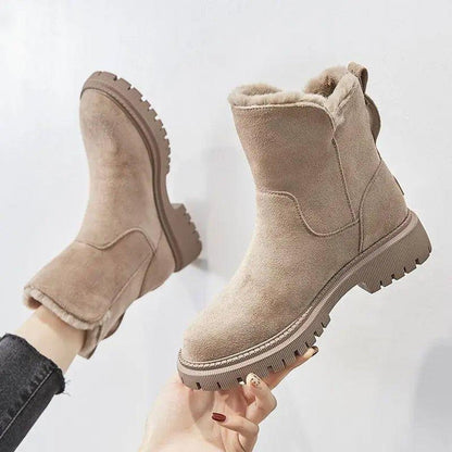Cozy Suede Snowproof Boots for Women with Fur Lined Zip Up Ankle Winter Style