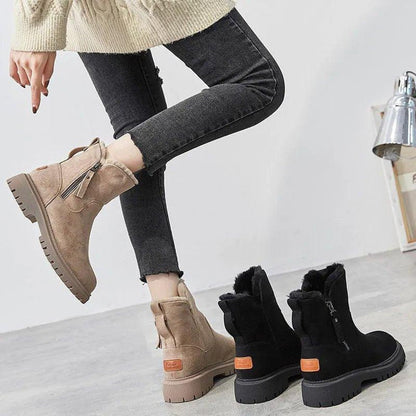 Cozy Suede Snowproof Boots for Women with Fur Lined Zip Up Ankle Winter Style