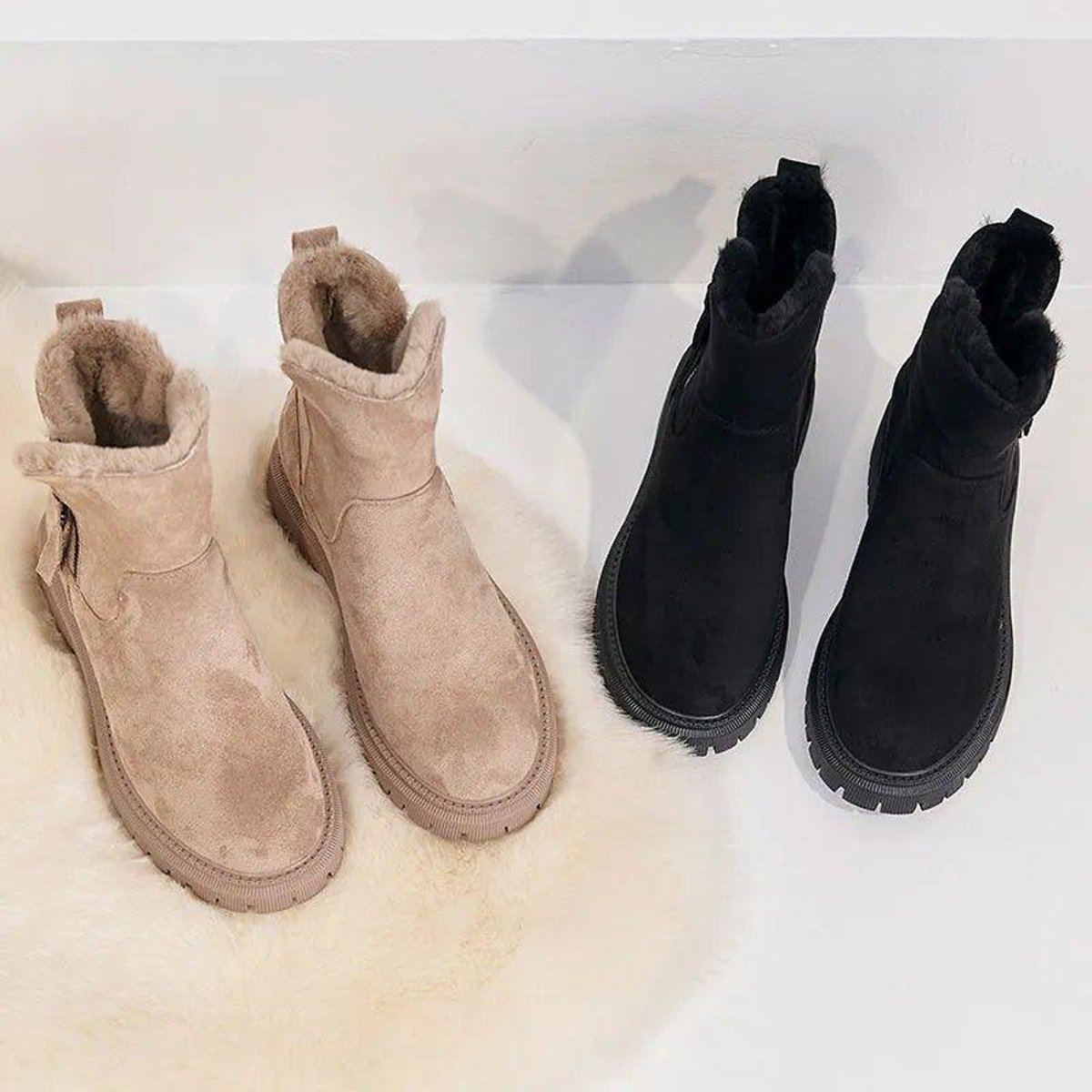 Cozy Suede Snowproof Boots for Women with Fur Lined Zip Up Ankle Winter Style
