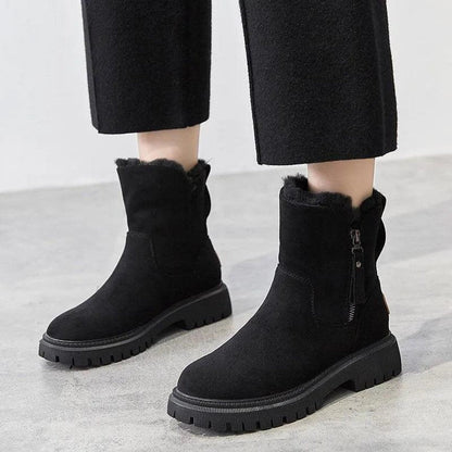 Cozy Suede Snowproof Boots for Women with Fur Lined Zip Up Ankle Winter Style