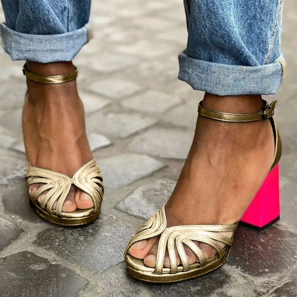 Elegant Gold Sandals for Women with Leather Strap Adjustable Bow Tie Open Toe Style