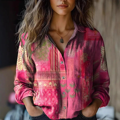 Effortless Blouses for Women with Boho Floral Long Sleeve Button-Up Style