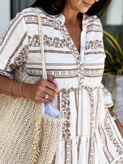 Effortless Boho Mini Dress for Women with Tiered Flowy Tunic Style