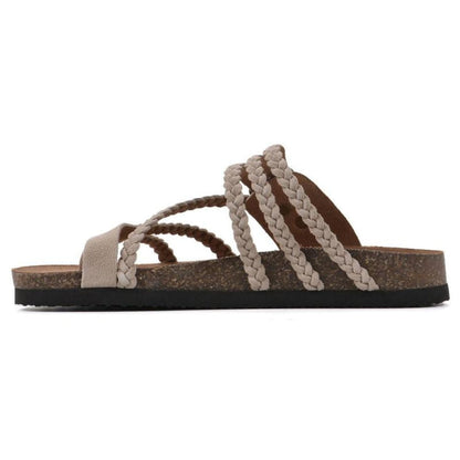 Comfortable Sandals for Women with Braided Strap Buckle Cork Footbed Style