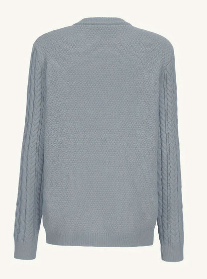 Cozy Chunky Cable Knit Cardigan for Women with Round Neck Long Sleeve Button Front Relaxed Style