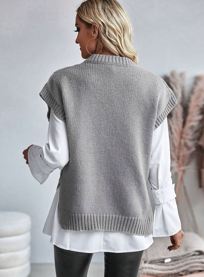 Cozy Cable Knit Sweater Vest for Women with Crew Neck Sleeveless Longline Relaxed Style
