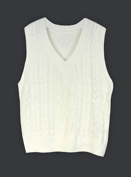 Cozy Cable Knit Sweater Vest for Women with V Neck Sleeveless Relaxed Oversized Style