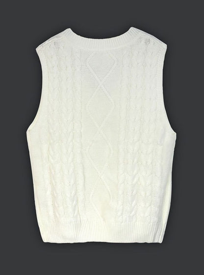 Cozy Cable Knit Sweater Vest for Women with V Neck Sleeveless Relaxed Oversized Style