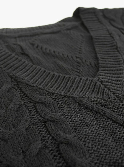 Cozy Cable Knit Sweater Vest for Women with V Neck Sleeveless Relaxed Oversized Style