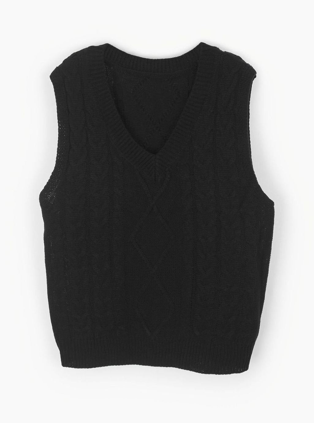 Cozy Cable Knit Sweater Vest for Women with V Neck Sleeveless Relaxed Oversized Style