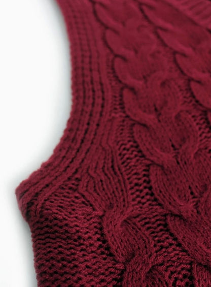 Cozy Cable Knit Sweater Vest for Women with V Neck Sleeveless Relaxed Oversized Style