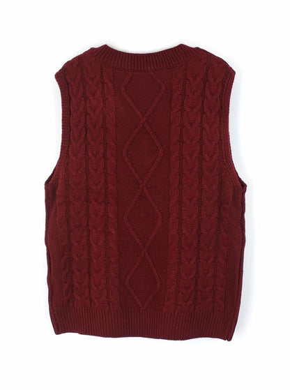 Cozy Cable Knit Sweater Vest for Women with V Neck Sleeveless Relaxed Oversized Style