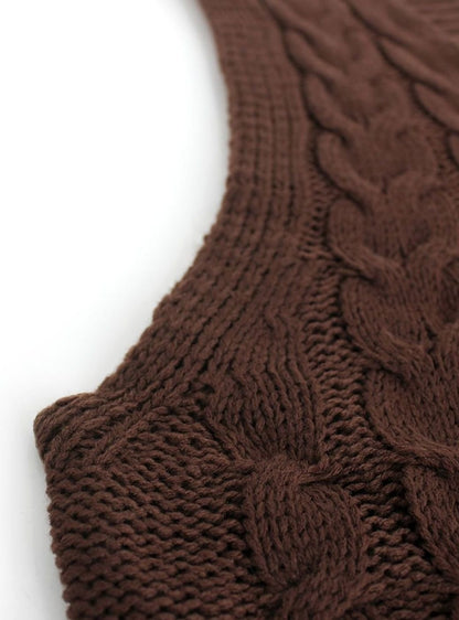 Cozy Cable Knit Sweater Vest for Women with V Neck Sleeveless Relaxed Oversized Style