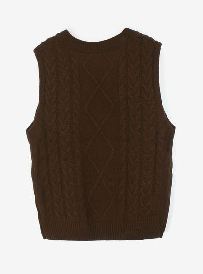 Cozy Cable Knit Sweater Vest for Women with V Neck Sleeveless Relaxed Oversized Style
