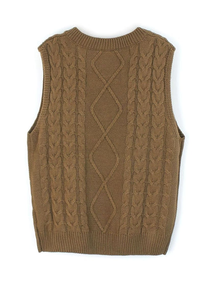 Cozy Cable Knit Sweater Vest for Women with V Neck Sleeveless Relaxed Oversized Style