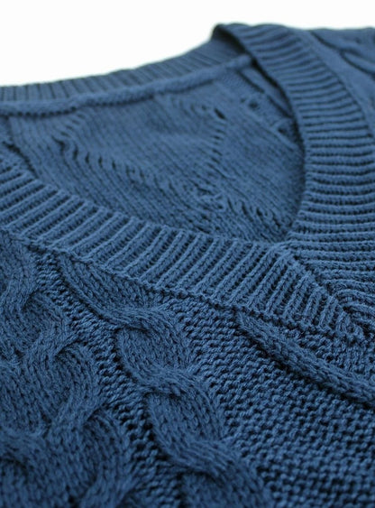 Cozy Cable Knit Sweater Vest for Women with V Neck Sleeveless Relaxed Oversized Style