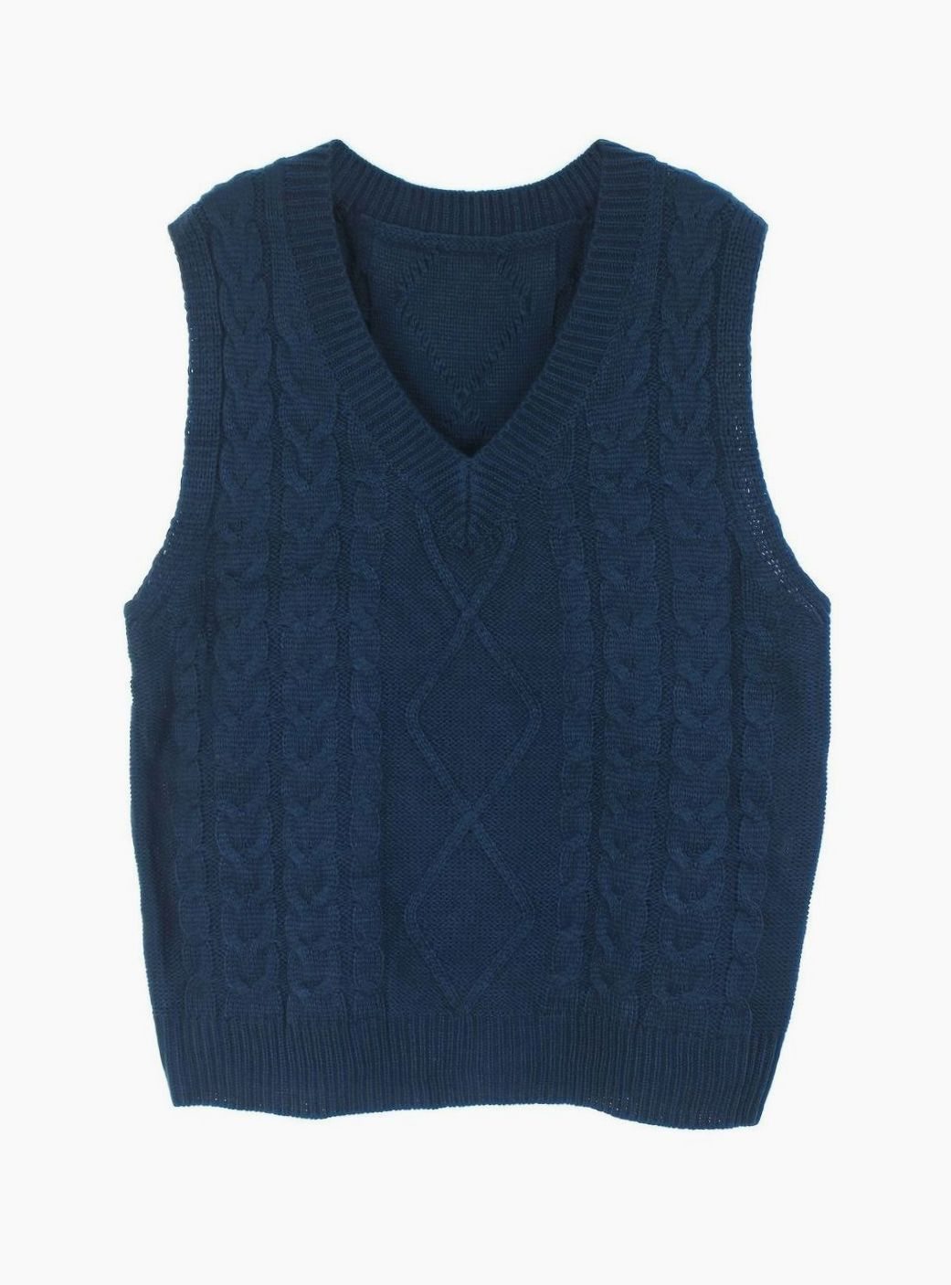 Cozy Cable Knit Sweater Vest for Women with V Neck Sleeveless Relaxed Oversized Style