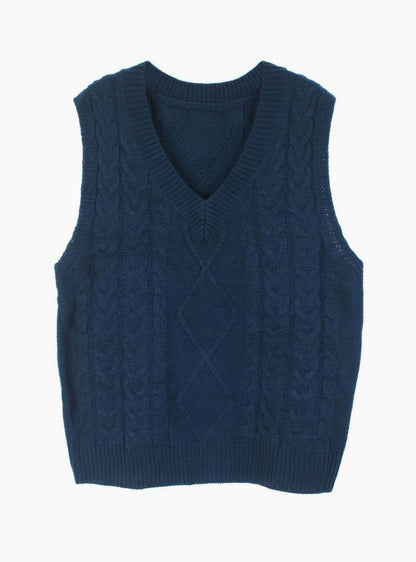 Cozy Cable Knit Sweater Vest for Women with V Neck Sleeveless Relaxed Oversized Style