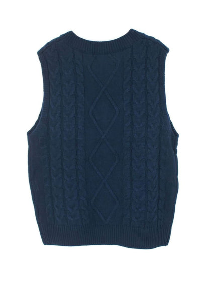 Cozy Cable Knit Sweater Vest for Women with V Neck Sleeveless Relaxed Oversized Style