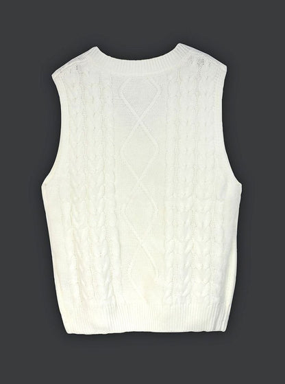 Cozy Cable Knit Sweater Vest for Women with V Neck Sleeveless Relaxed Oversized Style
