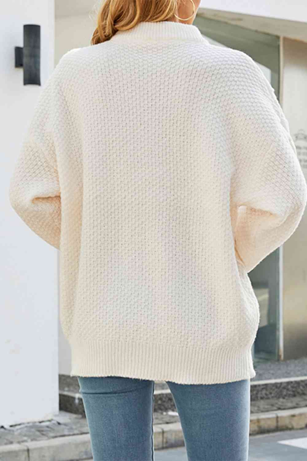 Cozy Cable Knit Sweater for Women with Mock Neck Long Sleeve Oversized Relaxed Style