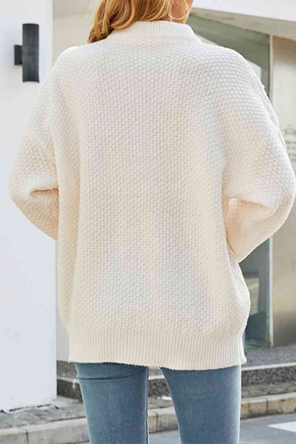 Cozy Cable Knit Sweater for Women with Mock Neck Long Sleeve Oversized Relaxed Style